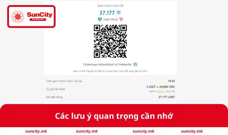 Các lưu ý quan trọng cần nhớ